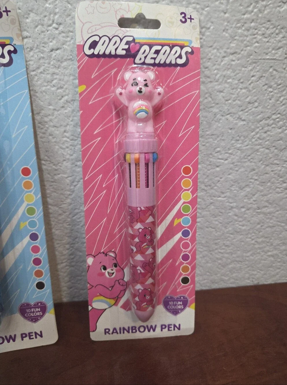 Pick 1 of Care Bears Blue or Pink Multi-Ink Rainbow Pen with Bear Topper Nwt